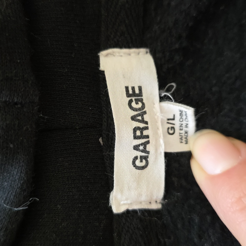 Garage Black Cropped Zip Hoodie Size Large - Picture 2 of 9